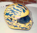 Yellow Pearl with  Candy Blue Splatter for Sprint Car racer. 